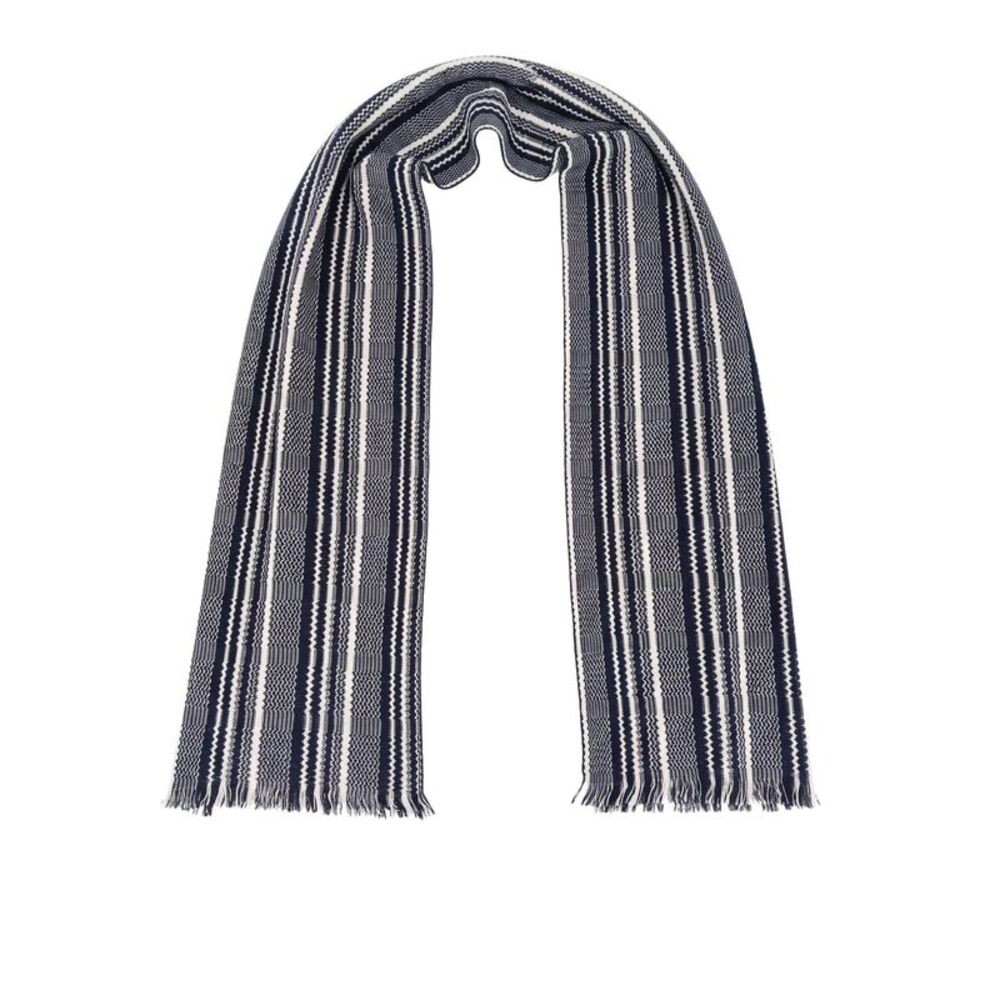 Missoni Black White Classic Chevron Cotton Scarf